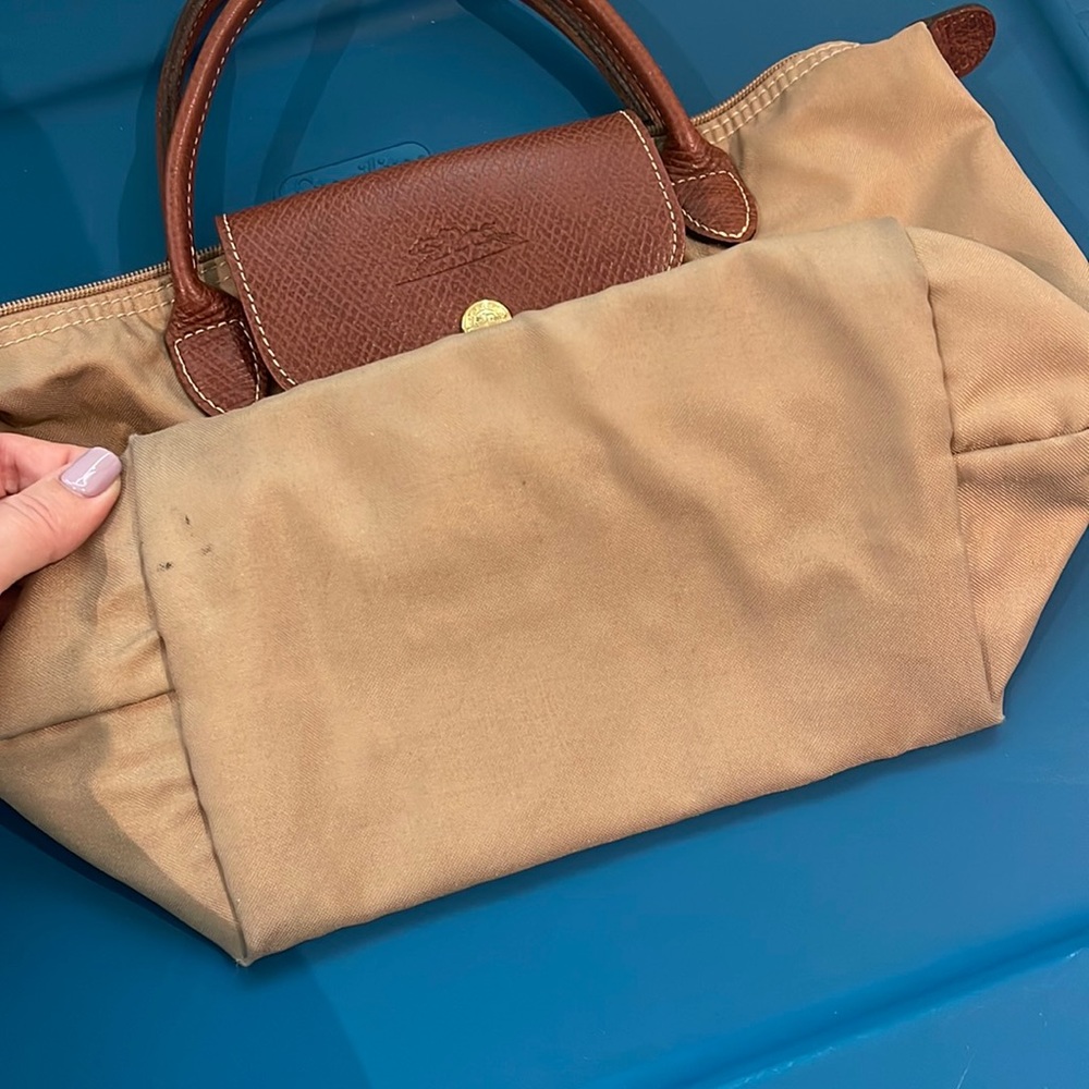 Longchamp small bag special limited edition beige with terry cloth numbers Y2K - Picture 5 of 12